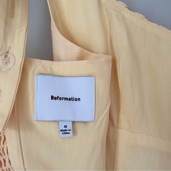 NEW Reformation Balia Linen Midi Dress in Parmesan Light Yellow | US 0 UK 4 - Picture 15 of 17